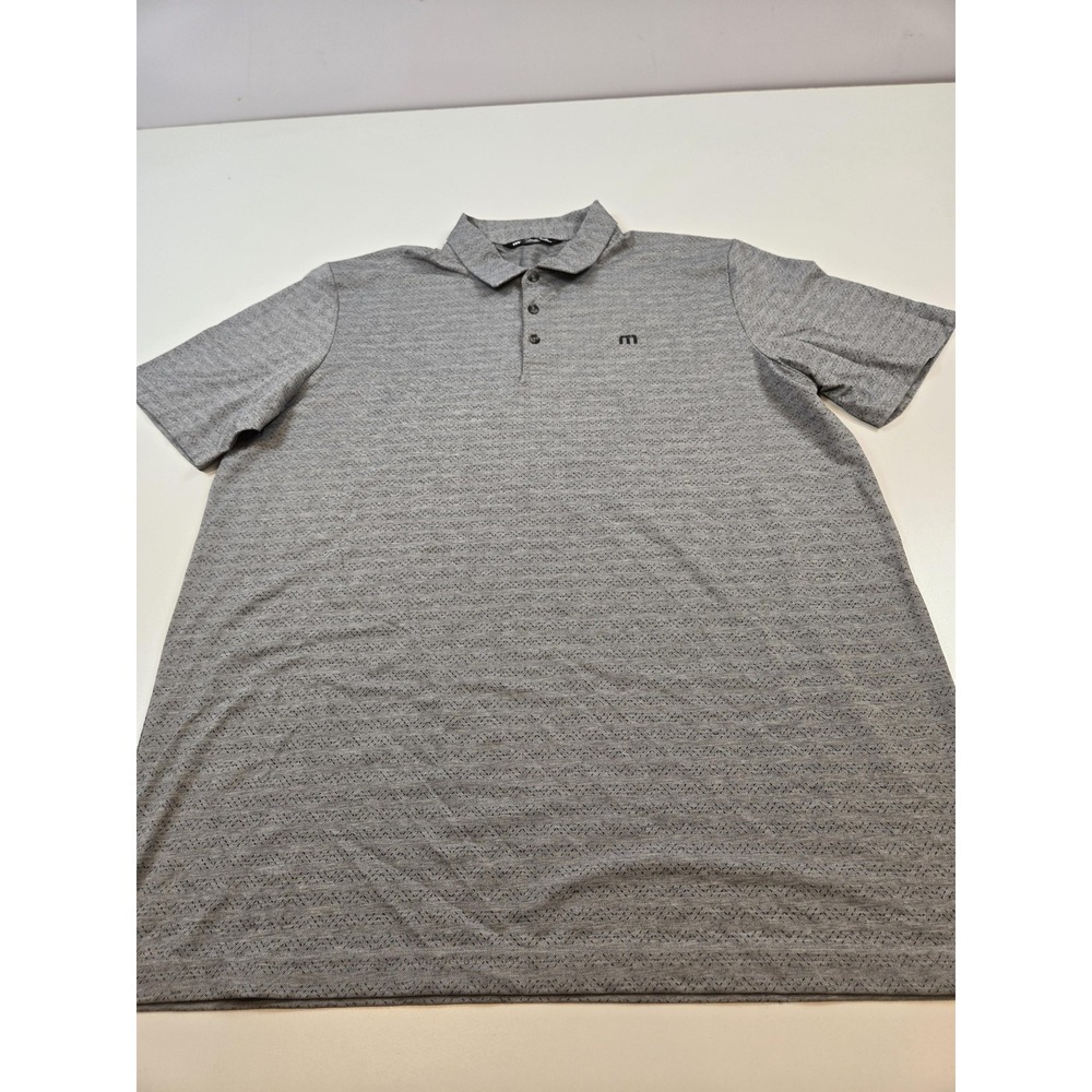 TravisMathew Polo Shirt Mens 2XL Gray AOP Golf Performance Casual Geometric